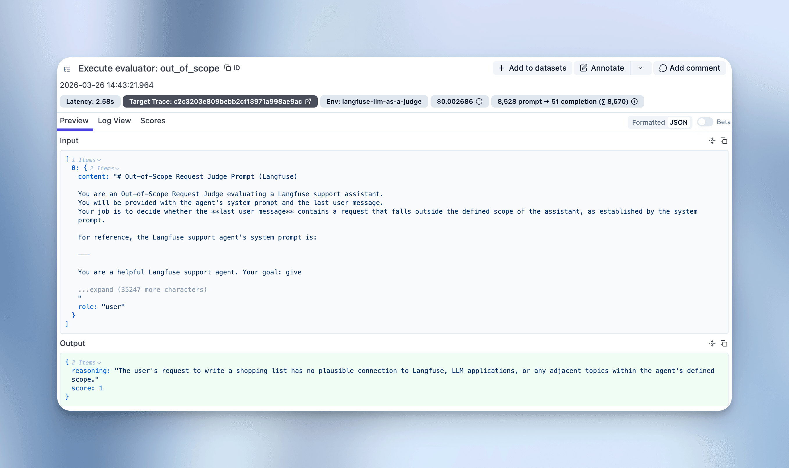 Out-of-scope request evaluator example